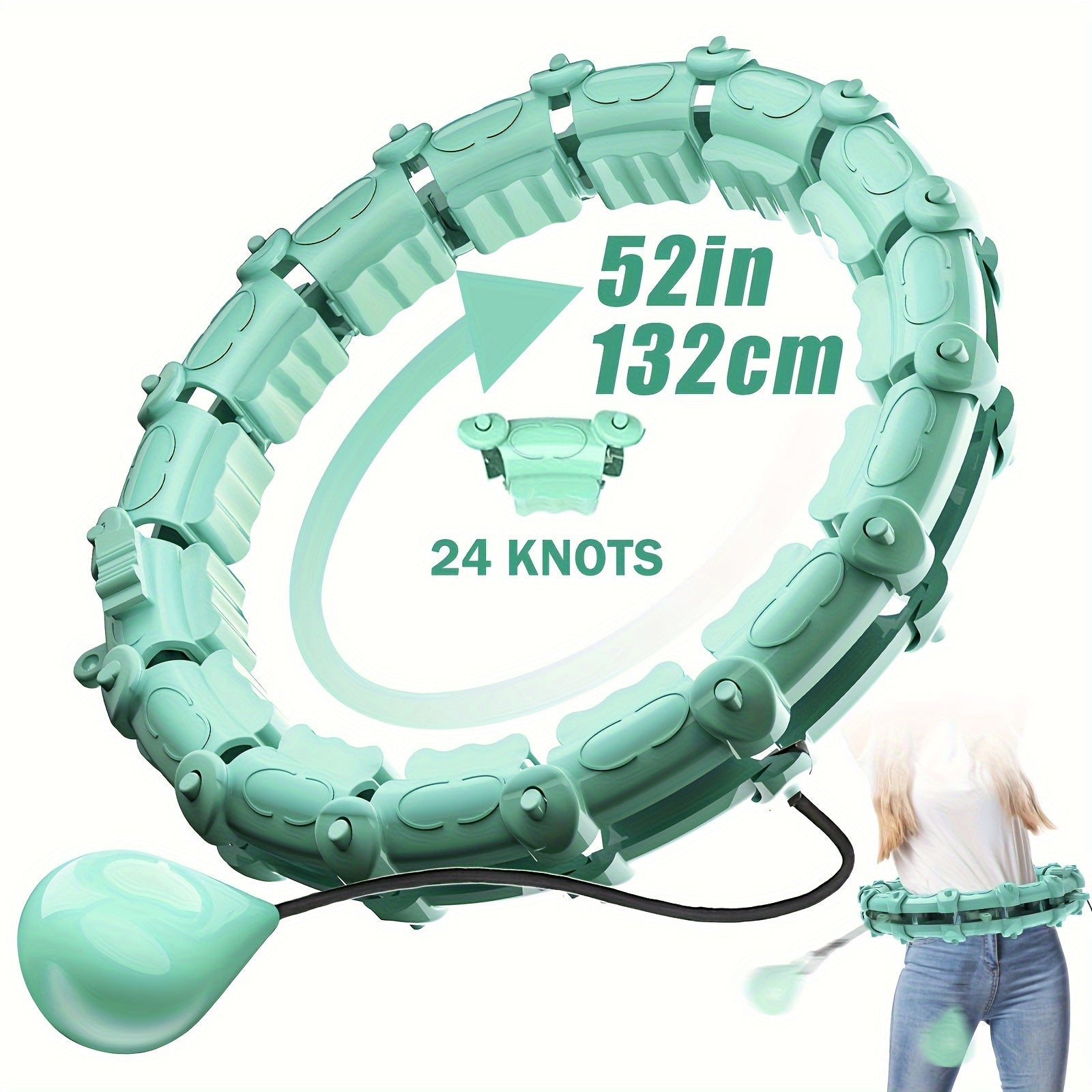 Verstelbare Smart Fitnessring met gewichtsbal - Stil, groen, PC-materiaal voor thuisworkouts en lichaamsvorming, 30-minuten timer, verwijderbare knoop - Ideaal voor joggen, zwemmen, fietsen en yoga, trainingsaccessoires
