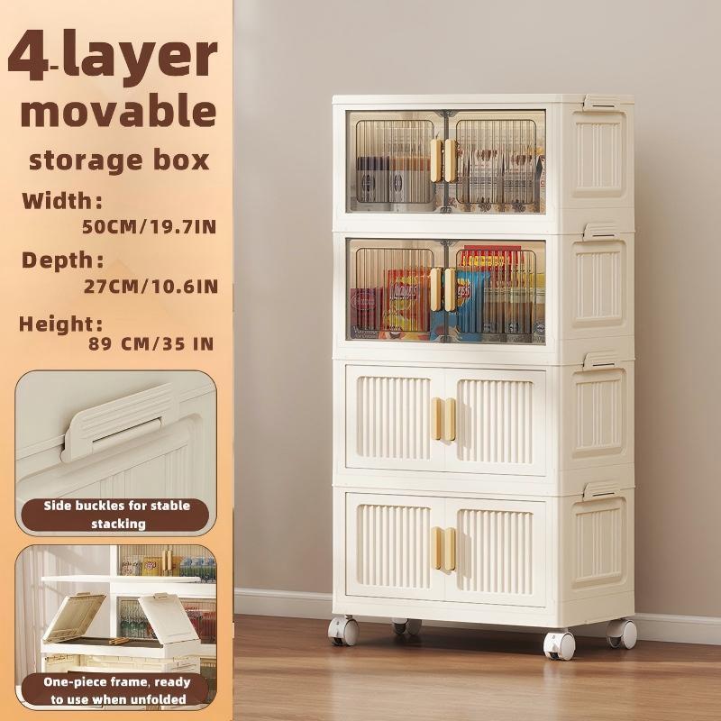 Multifunctionele opbergkast, verplaatsbaar, met een breedte van 50 cm. Geschikt voor woonkamers, keukens, badkamers en kantoren, en kan in meerdere gestapelde units worden gebruikt.