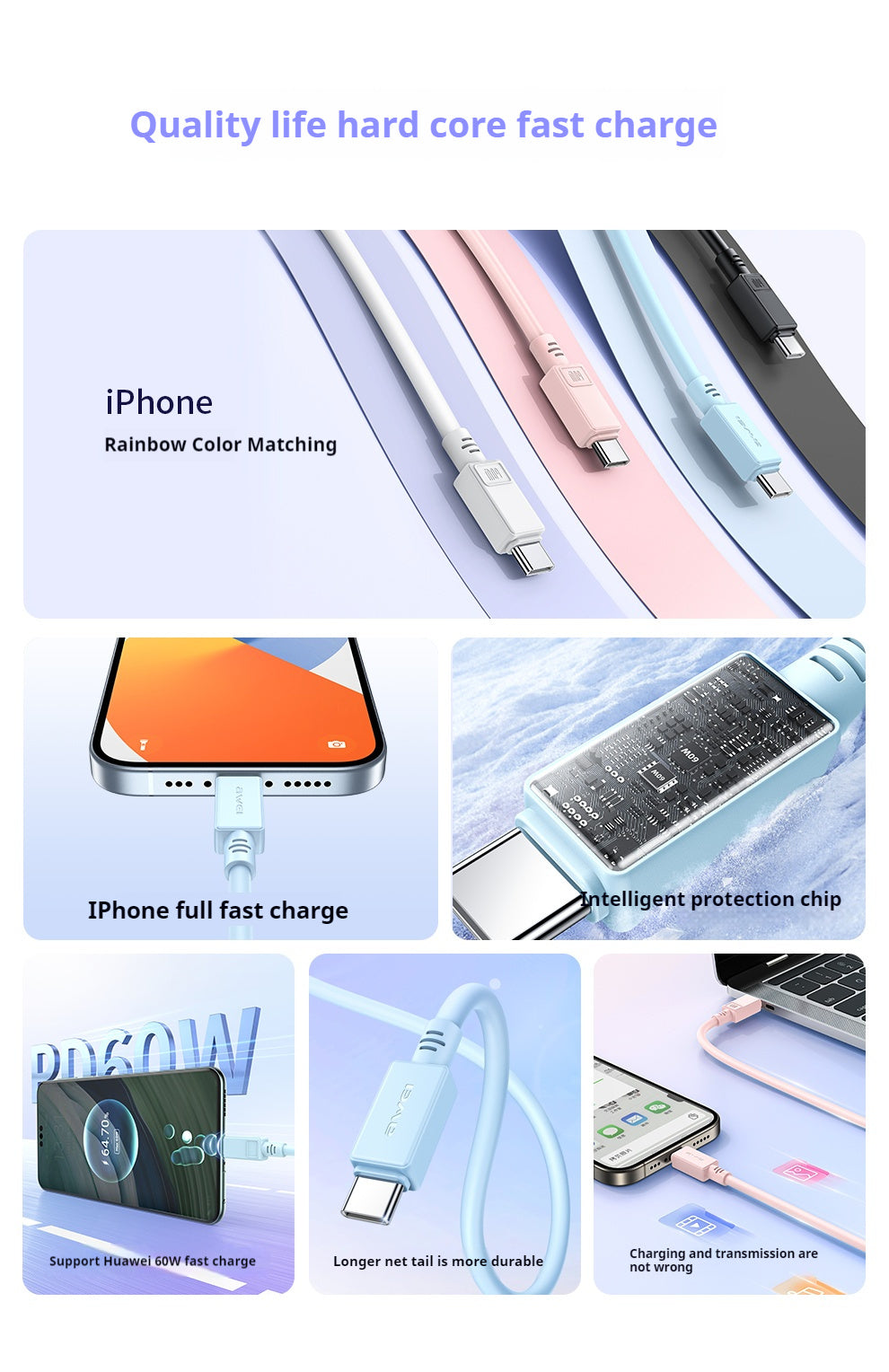 AWEI TYPE-C naar TYPE-C kabel 30 mm