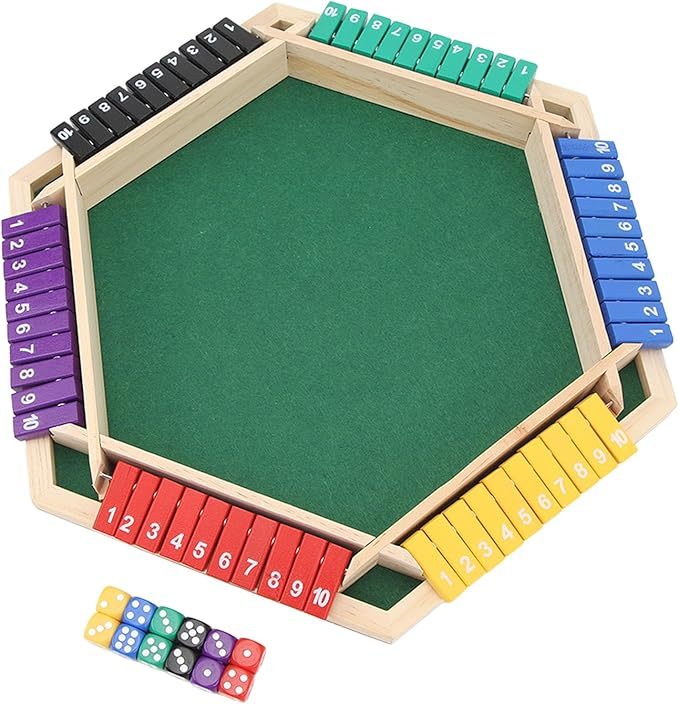 Shut The Box Dobbelspel, 6-zijdig educatief Shut The Box Wiskundespel van hout met 12 dobbelstenen voor feestjes voor volwassenen.