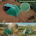 Groene ultralichte backpacktent, waterdichte kampeertent voor 2 personen, dubbele laag voor buiten, eenvoudige tent, geschikt voor kamperen met het gezin, wandelen, jagen, bergbeklimmen en reizen