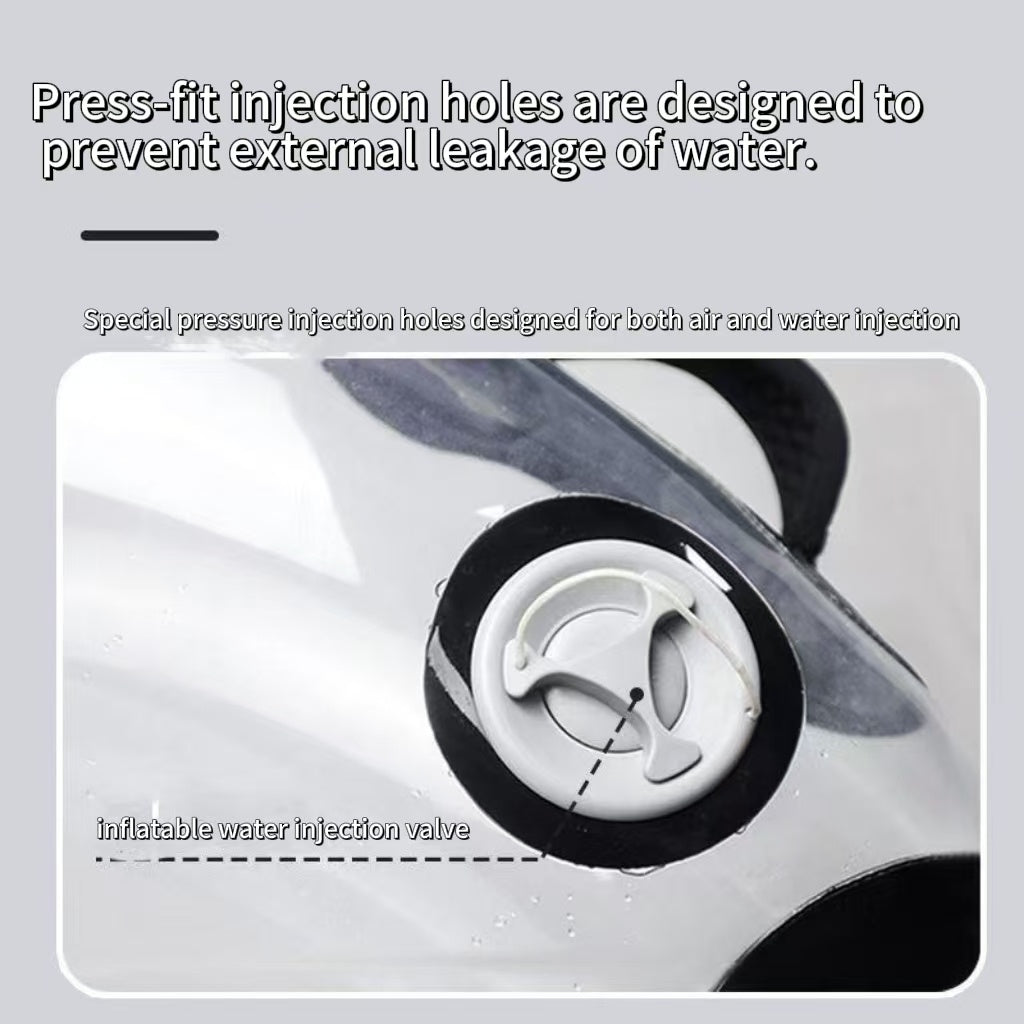 Transparante zichtbaarheid, duurzame opblaasbare waterzak van PVC met handvat - transparant, blauw en zwart, diameter 14,0 cm, ideaal voor fitness en krachttraining voor volwassenen, comfortabele grip